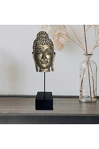 Gold Wood & Metal Head Sculpture by Artisans Rose