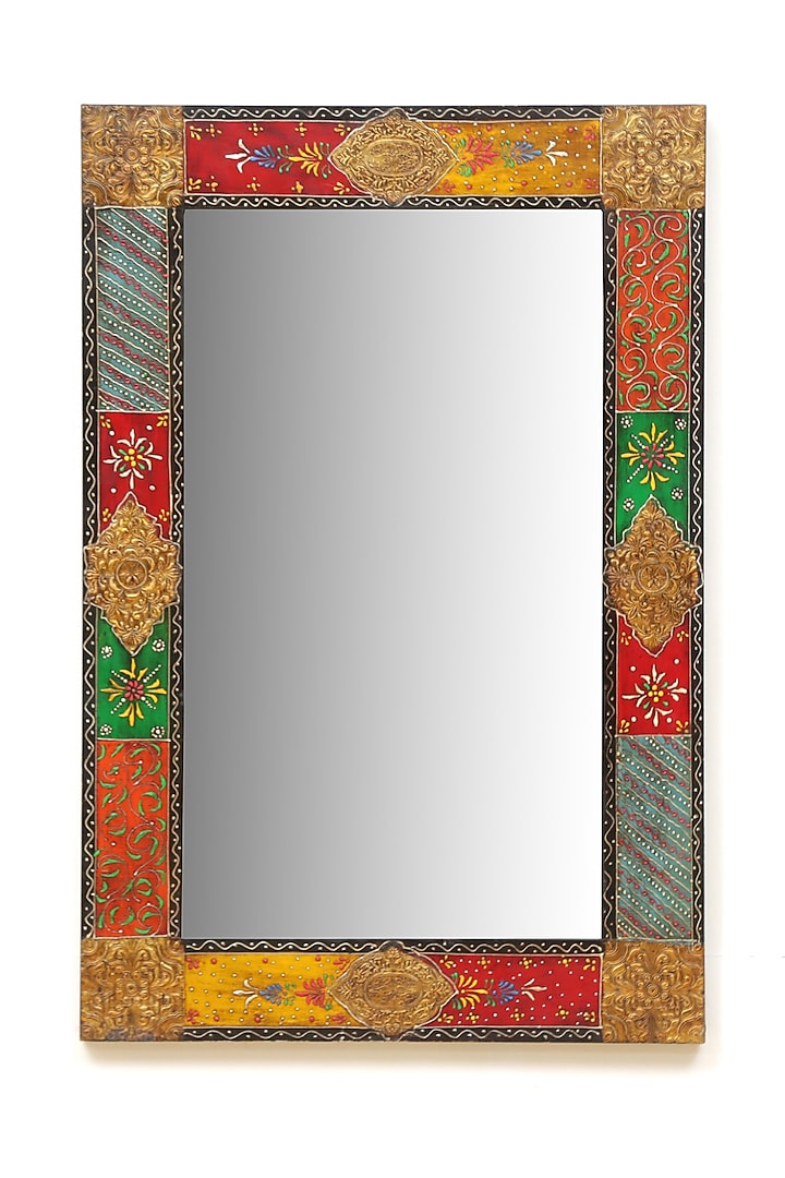 Multi-Colored Wooden Wall Mirror by Artisans Rose