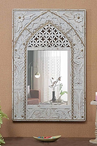 Grey Mango Wood Wall Mirror by Artisans Rose