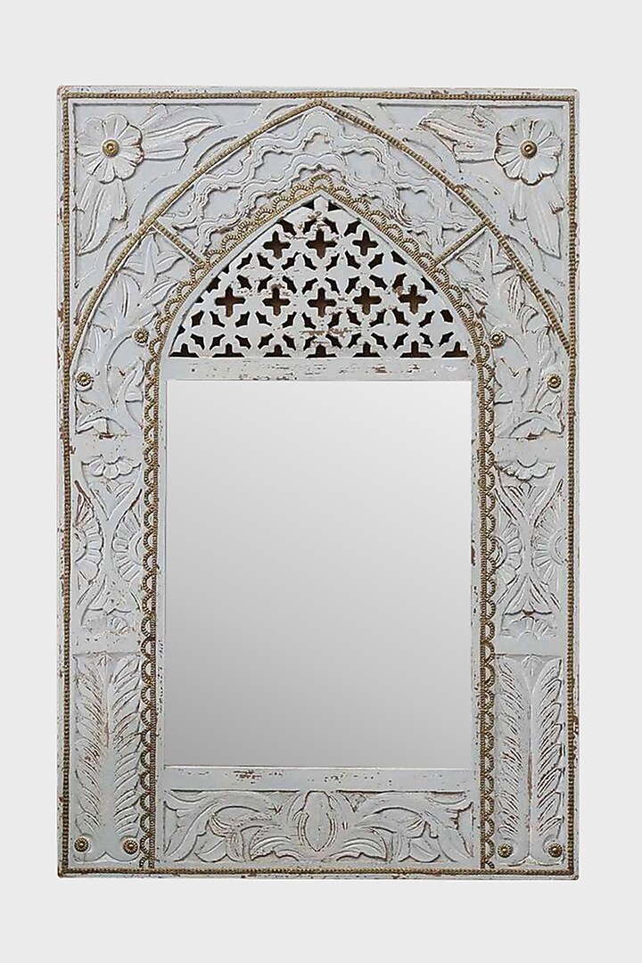 Grey Mango Wood Wall Mirror by Artisans Rose at Pernia's Pop Up Shop