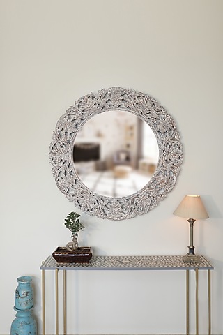 White Mango Wood Wall Mirror by Artisans Rose