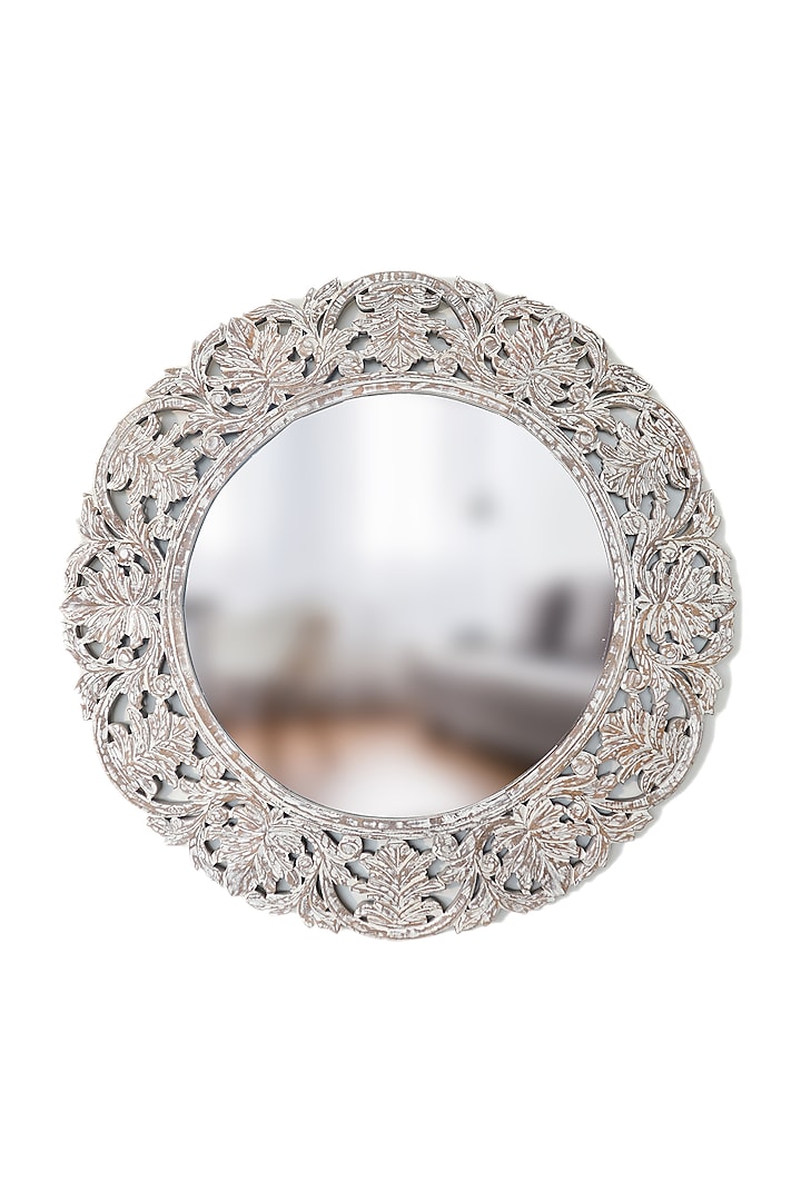 White Mango Wood Wall Mirror by Artisans Rose at Pernia's Pop Up Shop