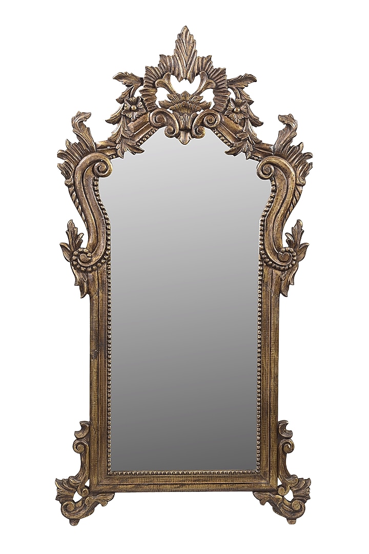 Gold Wall Mirror In Mango Wood by Artisans Rose at Pernia's Pop Up Shop