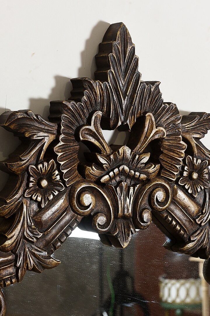 Gold Wall Mirror In Mango Wood by Artisans Rose at Pernia's Pop Up Shop