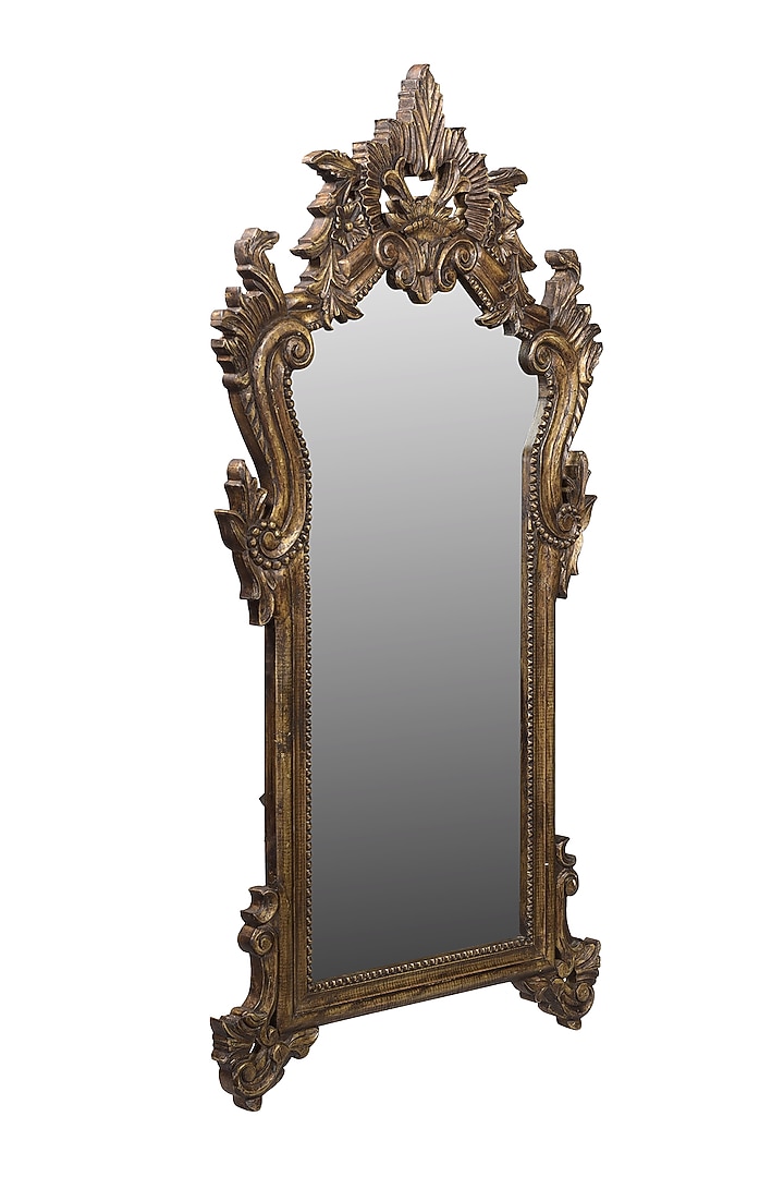 Gold Wall Mirror In Mango Wood by Artisans Rose at Pernia's Pop Up Shop