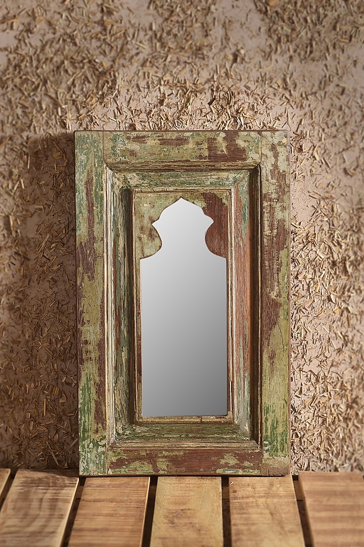 Brown Wall Mirror In Reclaimed Wood by Artisans Rose