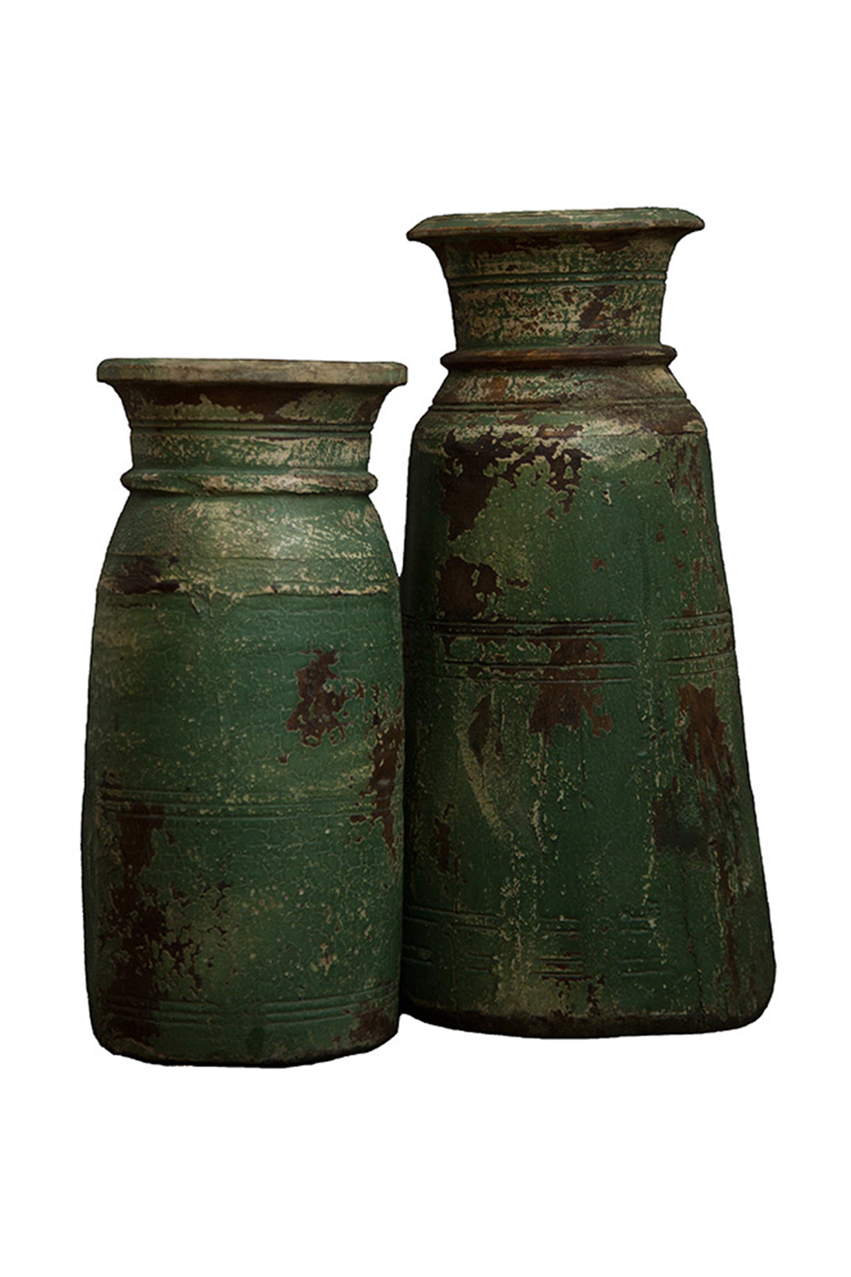 Green Reclaimed Wood Pots (Set of 2) by Artisans Rose at Pernia's Pop Up Shop