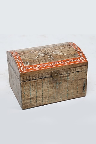 Brown Mango Wood Embellished Utility Box by Artisans Rose