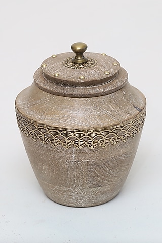 Brown Mango Wood Embellished Utility Box by Artisans Rose
