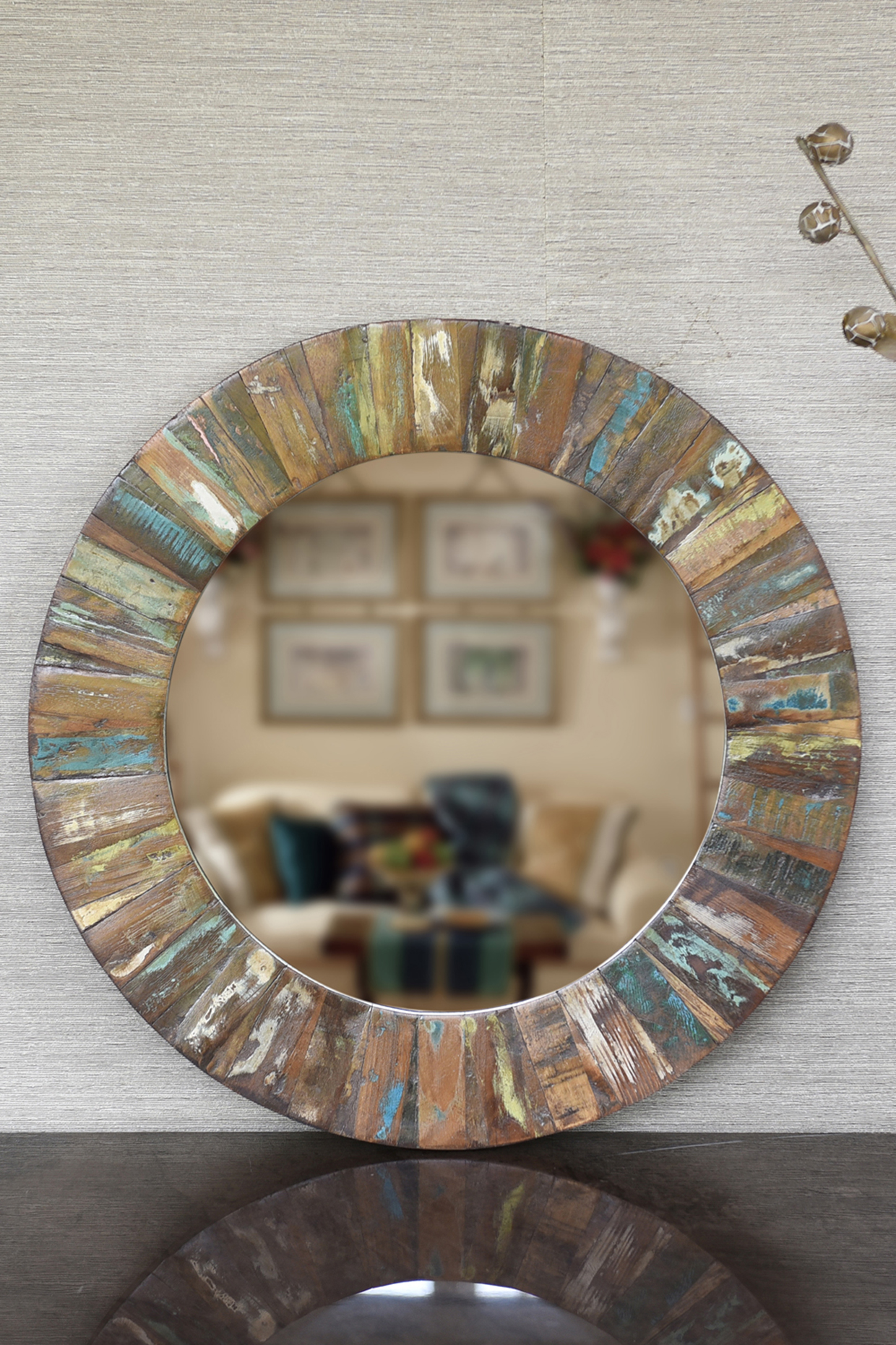 Multi-Colored Glass Wall Mirror by Artisans Rose at Pernia's Pop Up Shop