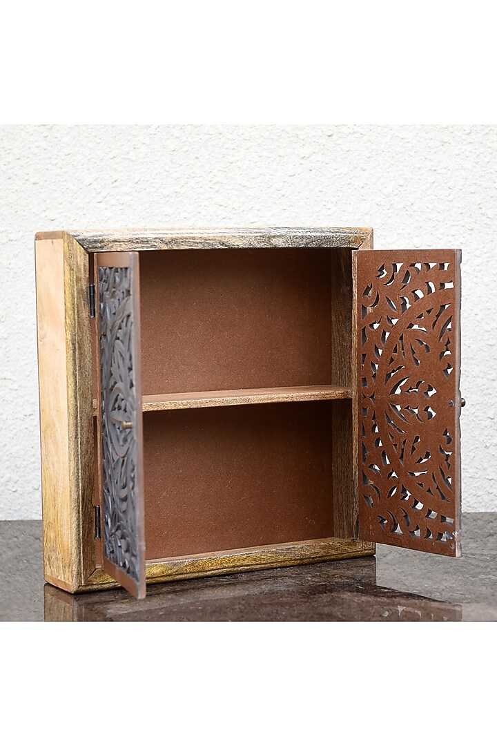 Grey & Brown Mango Wood Carved Cabinet by Artisans Rose at Pernia's Pop Up Shop