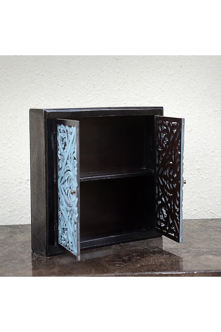 Blue & Black MDF Carved Cabinet by Artisans Rose at Pernia's Pop Up Shop