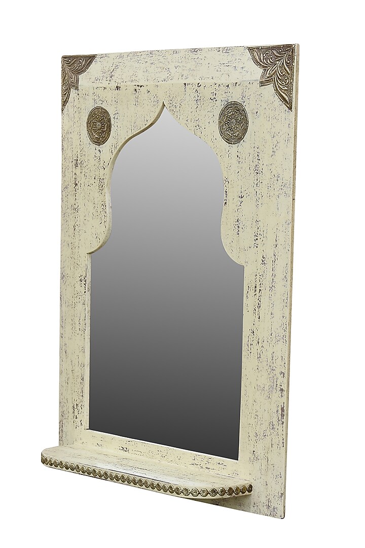 Off-White Brass Wall Mirror by Artisans Rose at Pernia's Pop Up Shop