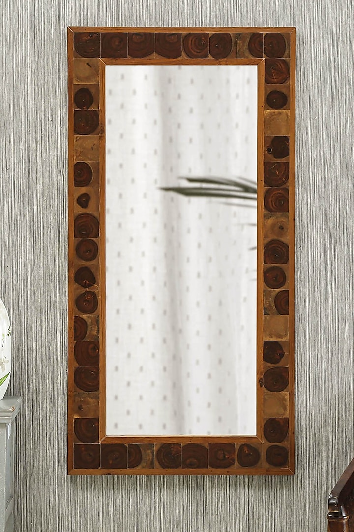 Brown Sheesham Wood Wall Mirror by Artisans Rose at Pernia's Pop Up Shop