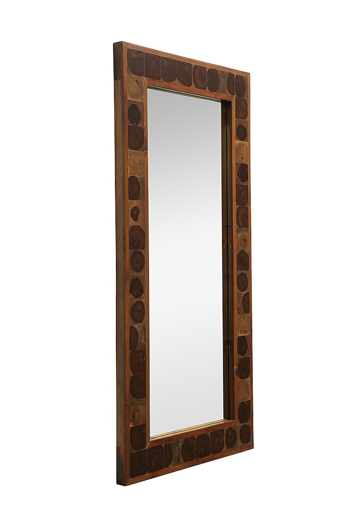 Brown Sheesham Wood Wall Mirror by Artisans Rose at Pernia's Pop Up Shop