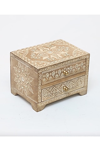 Brown & Off-White Mango Wood Utility Box by Artisans Rose
