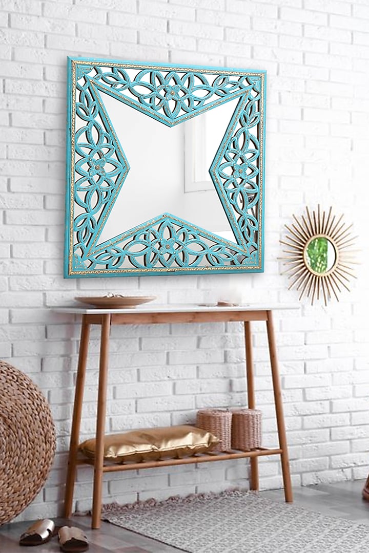 Blue Glass Wall Mirror by Artisans Rose at Pernia's Pop Up Shop