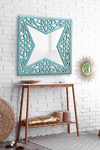 Blue Glass Wall Mirror by Artisans Rose
