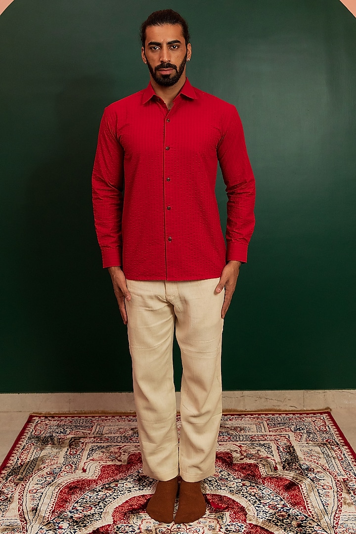 Red Cotton Shirt by Artless