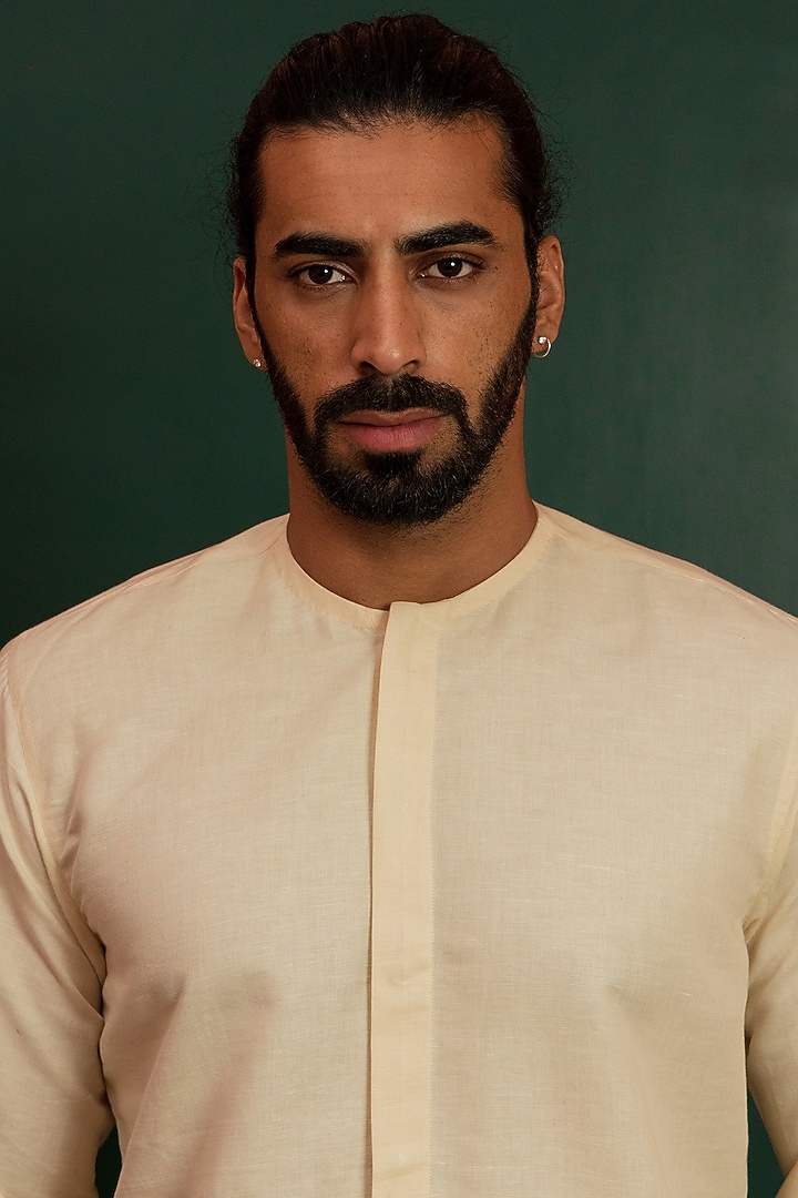 Off-White Hemp Cotton Party Wear Shirt by Artless at Pernia's Pop Up Shop