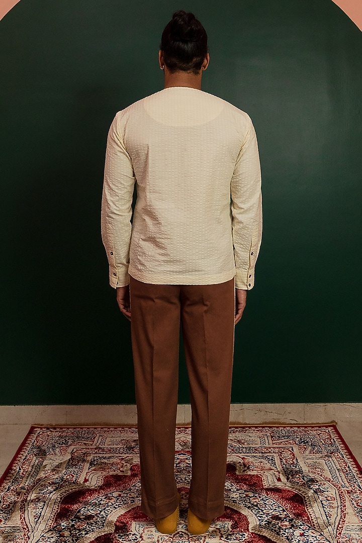 Beige Cotton Party Wear Shirt by Artless at Pernia's Pop Up Shop