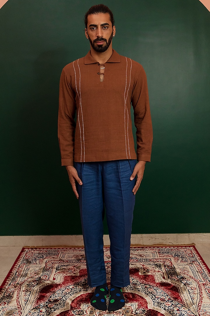 Brown Cotton Shirt by Artless at Pernia's Pop Up Shop