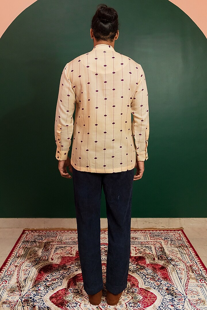 Peach Tosha Wool Party Wear Shirt by Artless at Pernia's Pop Up Shop