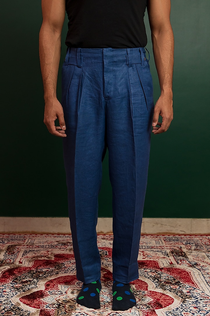 Thunder Blue Cotton Twill Pants by Artless