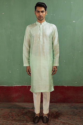 Teal Mulberry Silk Kurta Set by Artless