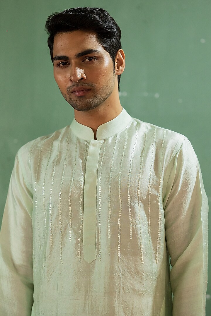 Teal Mulberry Silk Kurta Set by Artless at Pernia's Pop Up Shop