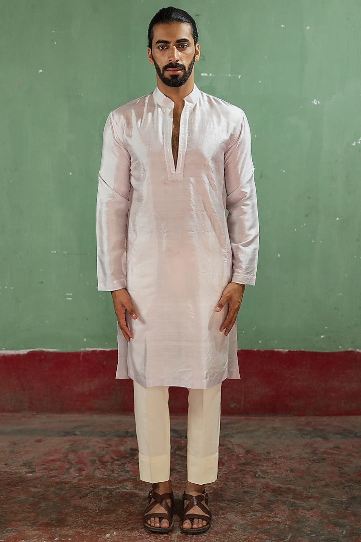 Grey Mulberry Silk Kurta Set by Artless