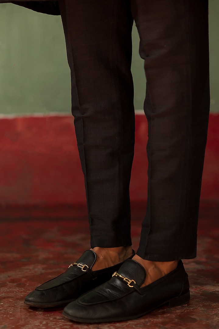Black Khadi Silk Kurta Set by Artless at Pernia's Pop Up Shop