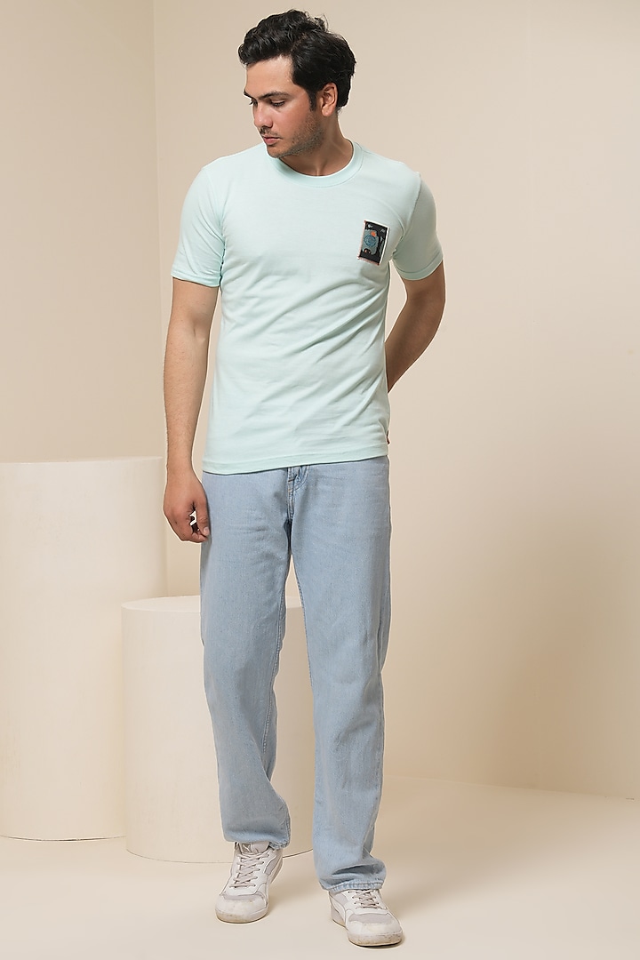 Light Blue Cotton Linen T-Shirt by Artless