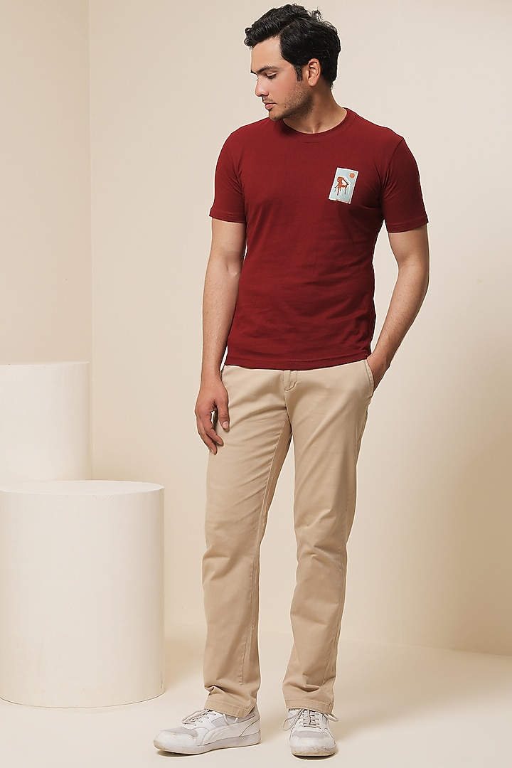 Red Cotton Linen T-Shirt by Artless