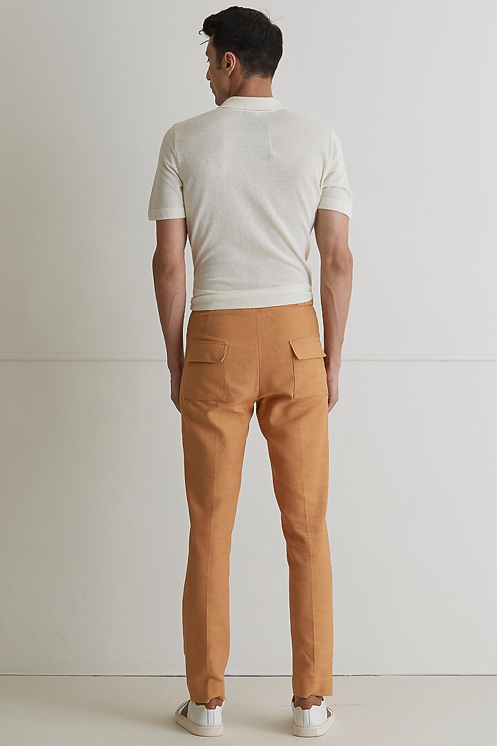 Beige Sand Cotton Trouser Pants by Artless at Pernia's Pop Up Shop