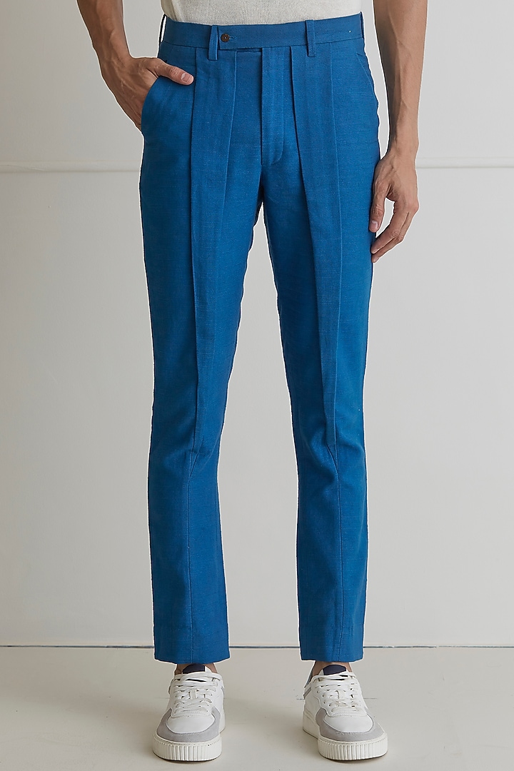 Dark Blue Cotton Trouser Pants by Artless at Pernia's Pop Up Shop