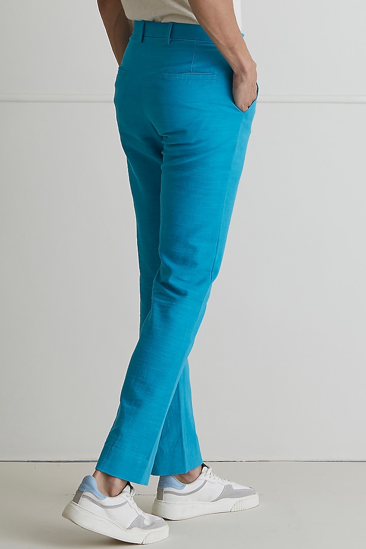 Pastel Blue Cotton Twill Trouser Pants by Artless at Pernia's Pop Up Shop