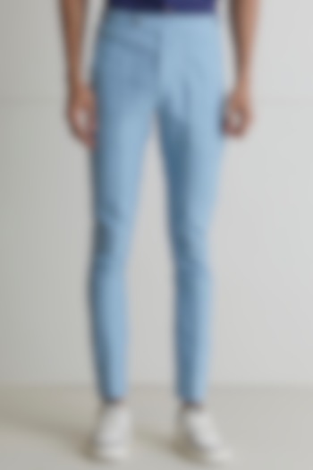 Blue Cotton Twill Trouser Pants by Artless