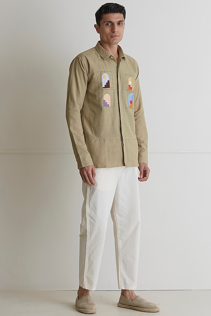 Beige Embroidered Shirt by Artless