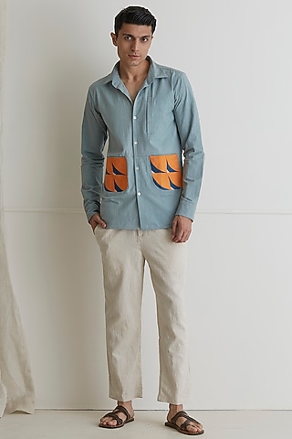 Pastel Blue Linen Shirt by Artless