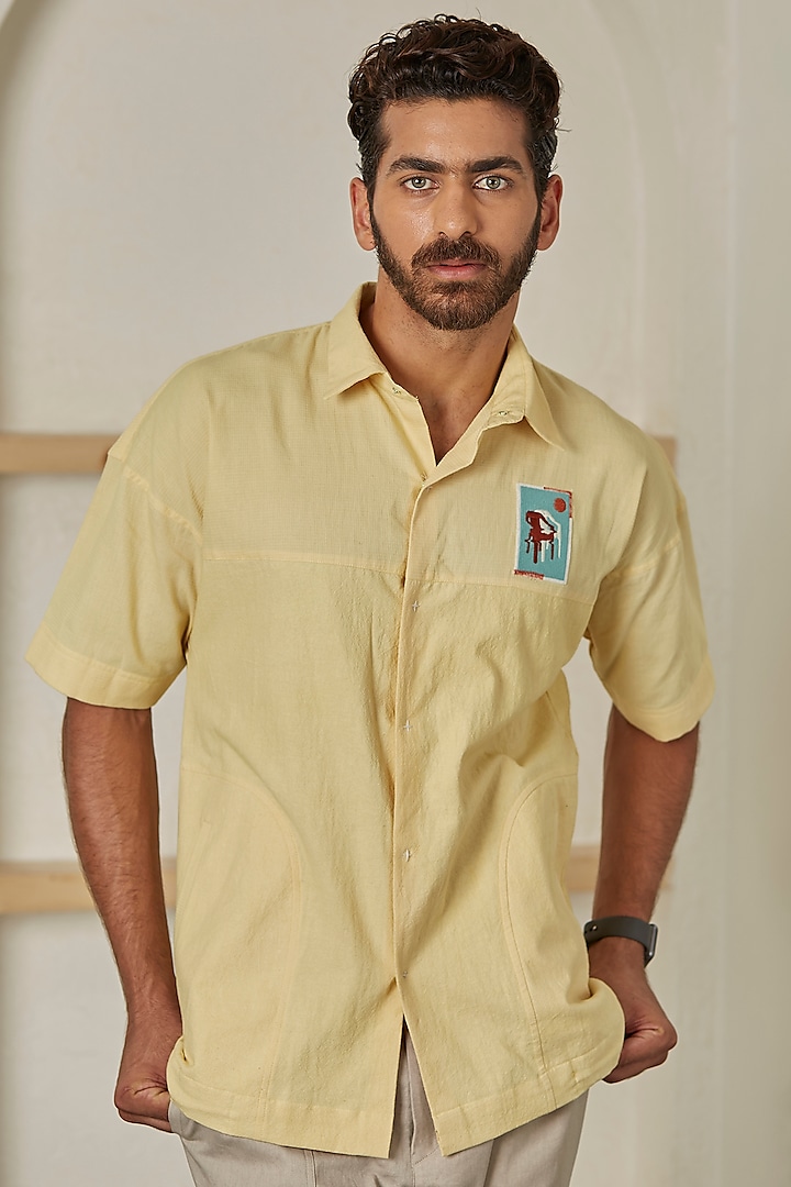 Light Yellow Embroidered Shirt by Artless