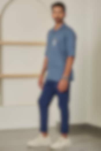 Royal Blue Embroidered Party Wear Shirt by Artless at Pernia's Pop Up Shop