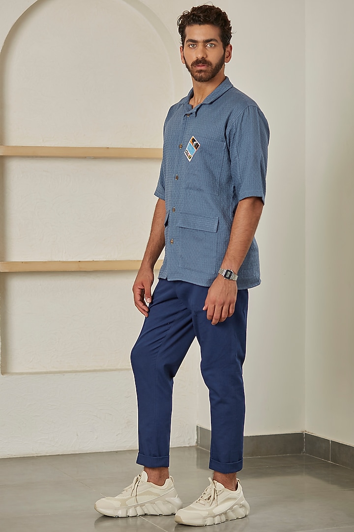 Royal Blue Embroidered Party Wear Shirt by Artless at Pernia's Pop Up Shop
