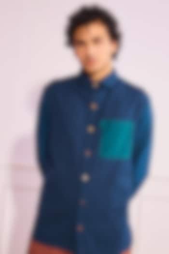 Midnight Blue Shirt With Patch Pocket by Artless