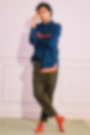 Midnight Blue Cotton Linen Party Wear Shirt by Artless at Pernia's Pop Up Shop