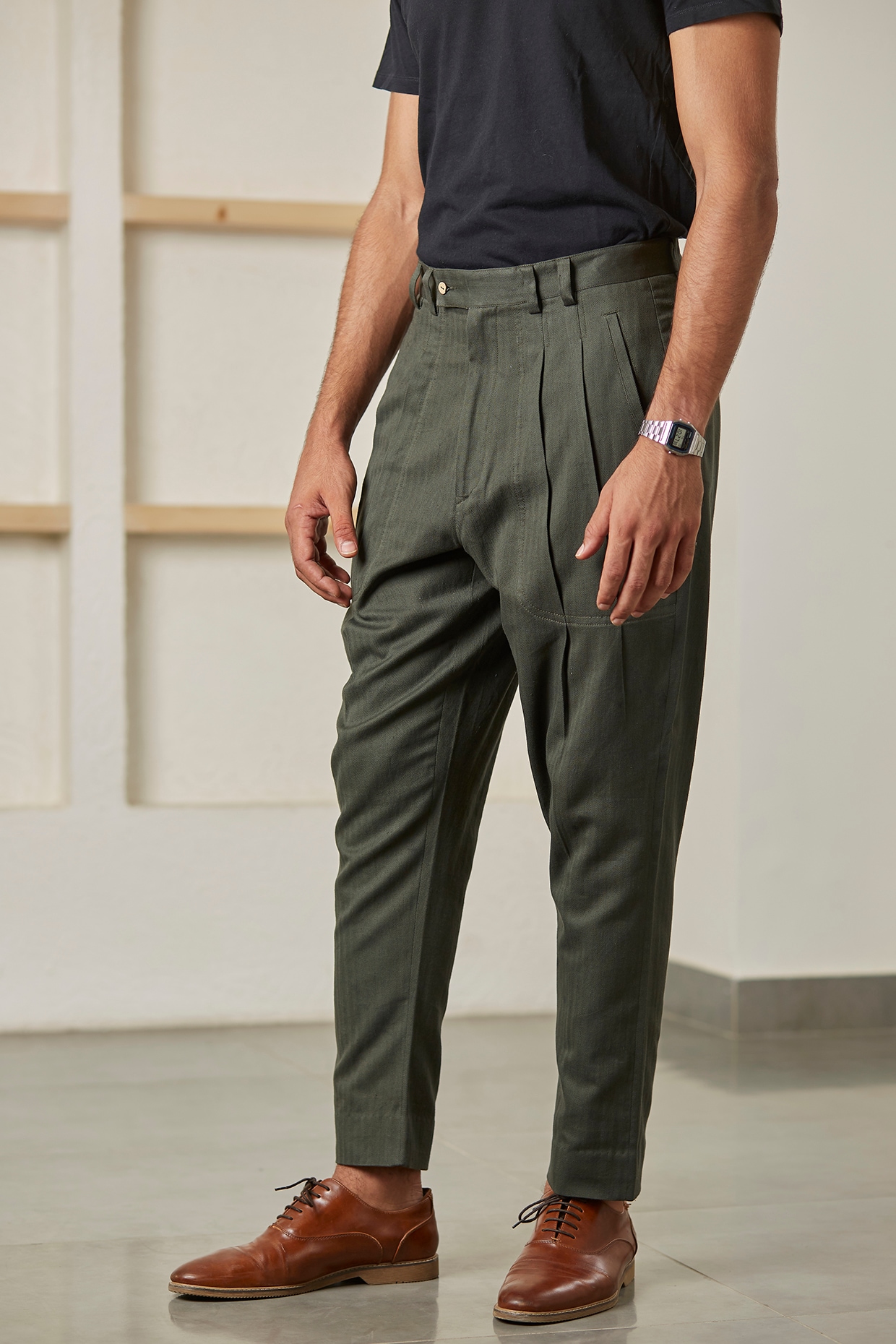 Buy Hangup Yellow Cotton Linen Regular Fit Trousers for Mens Online  Tata  CLiQ