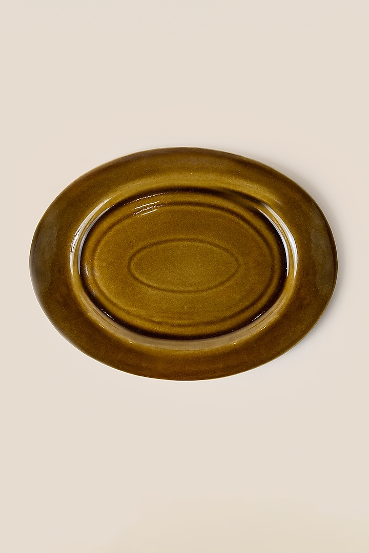 Amber Stoneware Giaia Oval Tray by ARTISAN LAB at Pernia's Pop Up Shop