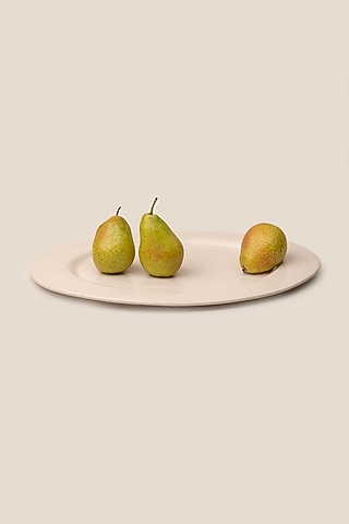 Ivory Stoneware Giaia Oval Tray by ARTISAN LAB