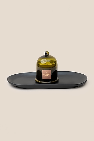 Black Stoneware Giaia Oblong Tray by ARTISAN LAB