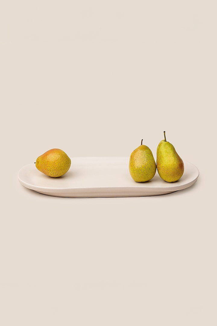 Ivory Stoneware Giaia Oblong Tray by ARTISAN LAB at Pernia's Pop Up Shop